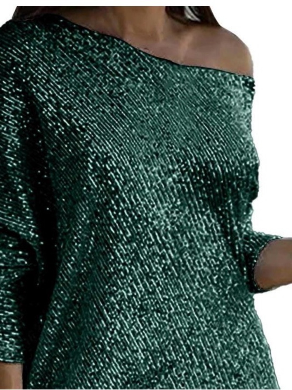 Vici Deep Emerald Off-the-Shoulder Knit Sweater